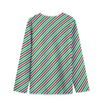 Merry Christmas Stripes Pattern Print Long Sleeve Short Coat