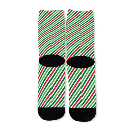 Merry Christmas Stripes Pattern Print Long Socks