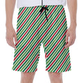 Merry Christmas Stripes Pattern Print Men's Beach Shorts
