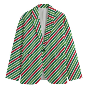 Merry Christmas Stripes Pattern Print Men's Blazer