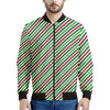 Merry Christmas Stripes Pattern Print Men's Bomber Jacket