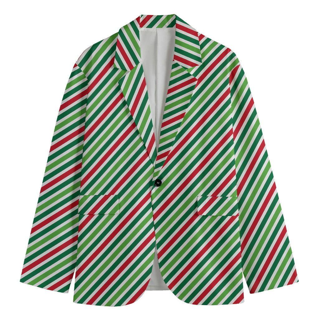 Merry Christmas Stripes Pattern Print Men's Cotton Blazer