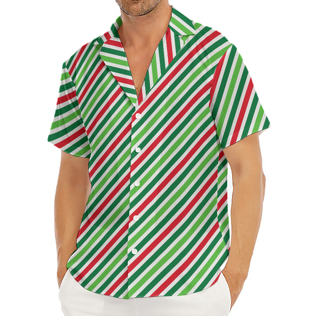 Merry Christmas Stripes Pattern Print Men's Deep V-Neck Shirt