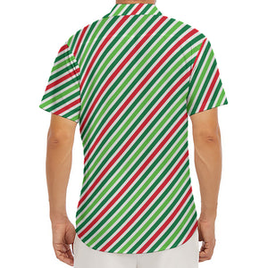 Merry Christmas Stripes Pattern Print Men's Deep V-Neck Shirt