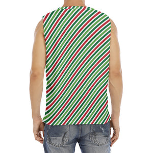 Merry Christmas Stripes Pattern Print Men's Fitness Tank Top