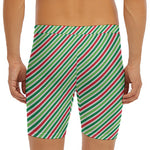 Merry Christmas Stripes Pattern Print Men's Long Boxer Briefs