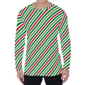 Merry Christmas Stripes Pattern Print Men's Long Sleeve T-Shirt