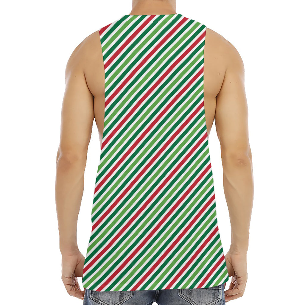 Merry Christmas Stripes Pattern Print Men's Muscle Tank Top