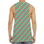 Merry Christmas Stripes Pattern Print Men's Muscle Tank Top