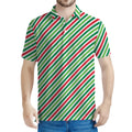 Merry Christmas Stripes Pattern Print Men's Polo Shirt