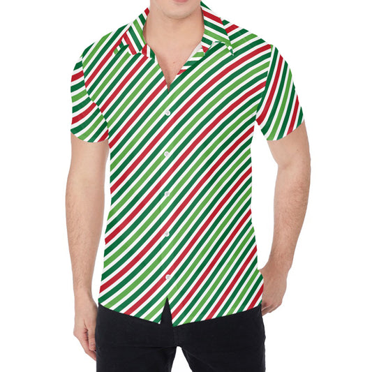 Merry Christmas Stripes Pattern Print Men's Shirt