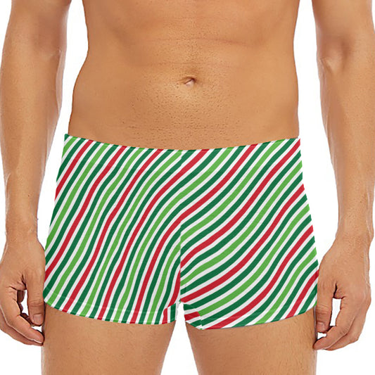 Merry Christmas Stripes Pattern Print Men's Short Boxer Briefs