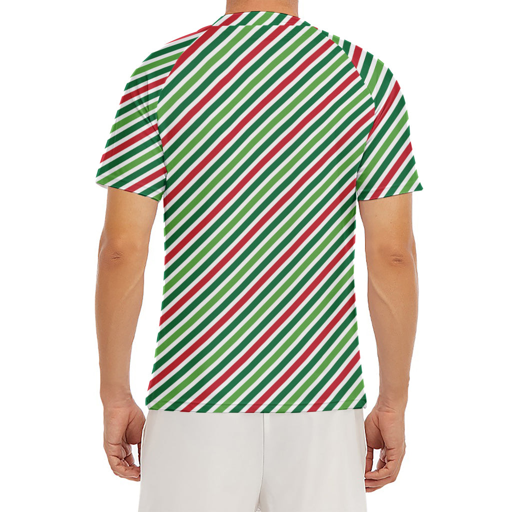 Merry Christmas Stripes Pattern Print Men's Short Sleeve Rash Guard