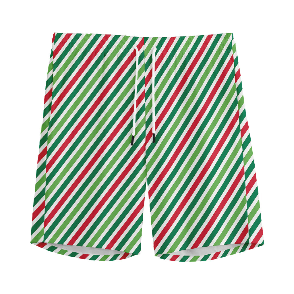 Merry Christmas Stripes Pattern Print Men's Sports Shorts