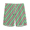 Merry Christmas Stripes Pattern Print Men's Athletic Shorts