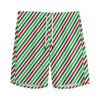 Merry Christmas Stripes Pattern Print Men's Sports Shorts