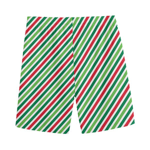 Merry Christmas Stripes Pattern Print Men's Sports Shorts