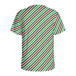 Merry Christmas Stripes Pattern Print Men's Sports T-Shirt