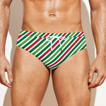 Merry Christmas Stripes Pattern Print Men's Swim Briefs