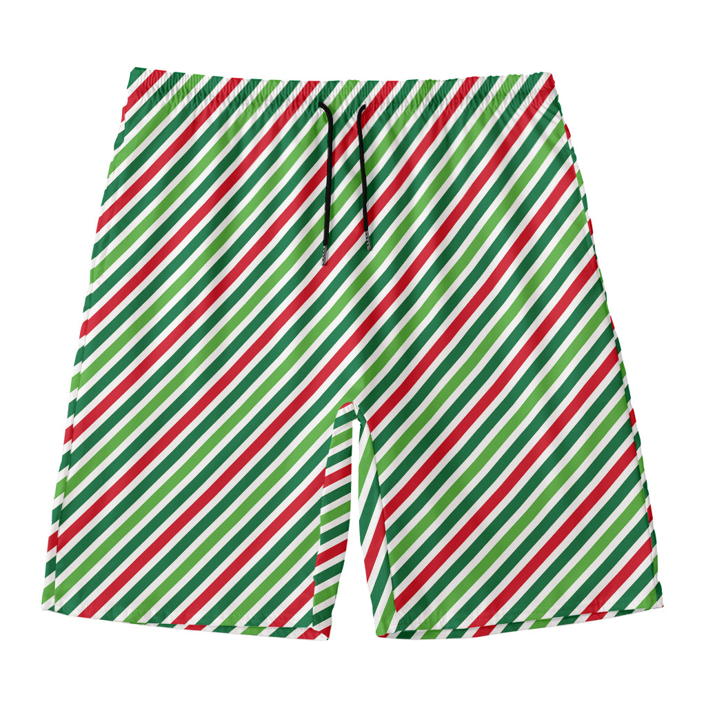 Merry Christmas Stripes Pattern Print Men's Swim Trunks