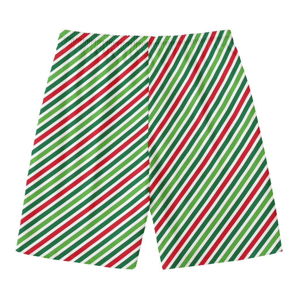 Merry Christmas Stripes Pattern Print Men's Swim Trunks