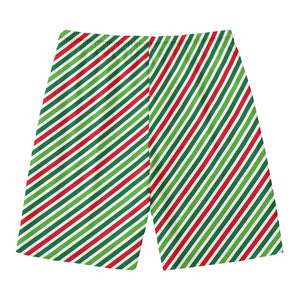 Merry Christmas Stripes Pattern Print Men's Swim Trunks