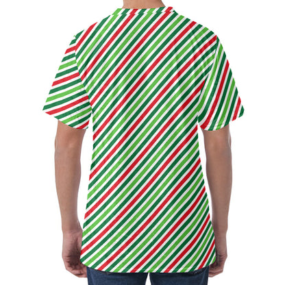 Merry Christmas Stripes Pattern Print Men's Velvet T-Shirt