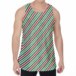 Merry Christmas Stripes Pattern Print Men's Velvet Tank Top