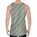 Merry Christmas Stripes Pattern Print Men's Velvet Tank Top