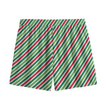 Merry Christmas Stripes Pattern Print Mesh Shorts