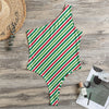 Merry Christmas Stripes Pattern Print One Shoulder Bodysuit