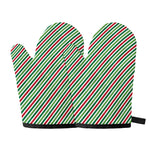 Merry Christmas Stripes Pattern Print Oven Mitts