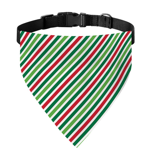 Merry Christmas Stripes Pattern Print Over The Collar Dog Bandana