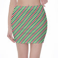 Merry Christmas Stripes Pattern Print Pencil Mini Skirt