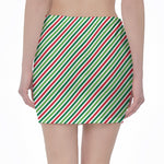Merry Christmas Stripes Pattern Print Pencil Mini Skirt