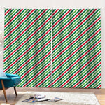 Merry Christmas Stripes Pattern Print Pencil Pleat Curtains