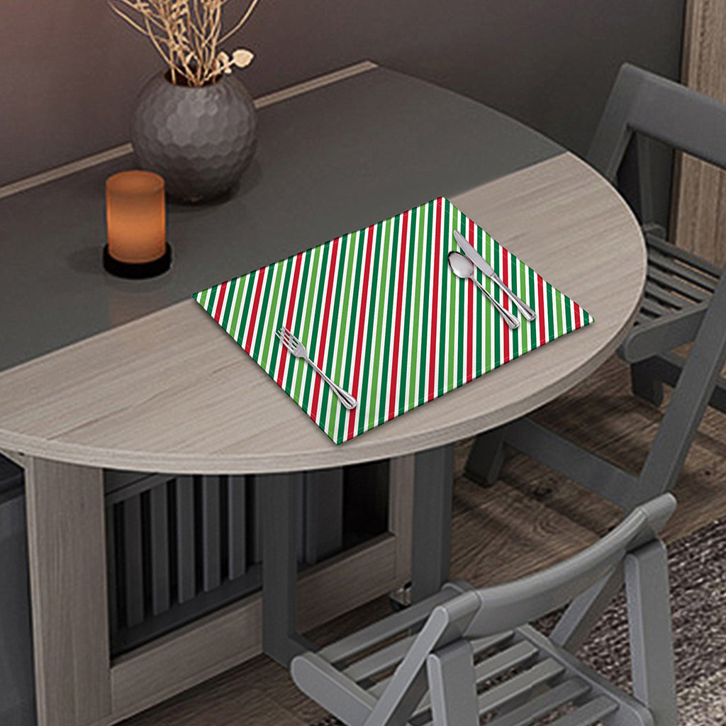 Merry Christmas Stripes Pattern Print Placemat
