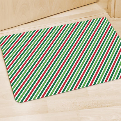 Merry Christmas Stripes Pattern Print Polyester Doormat