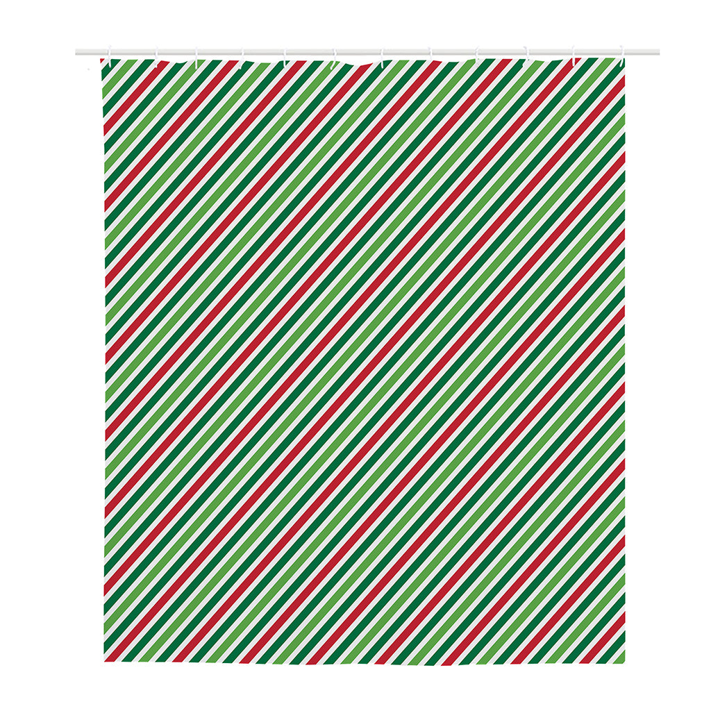 Merry Christmas Stripes Pattern Print Polyester Shower Curtain