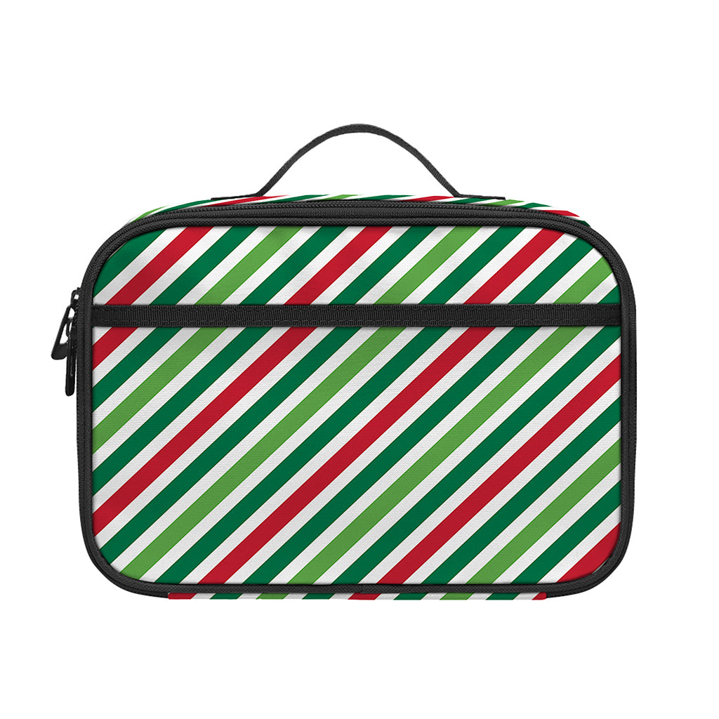 Merry Christmas Stripes Pattern Print Portable Lunch Bag