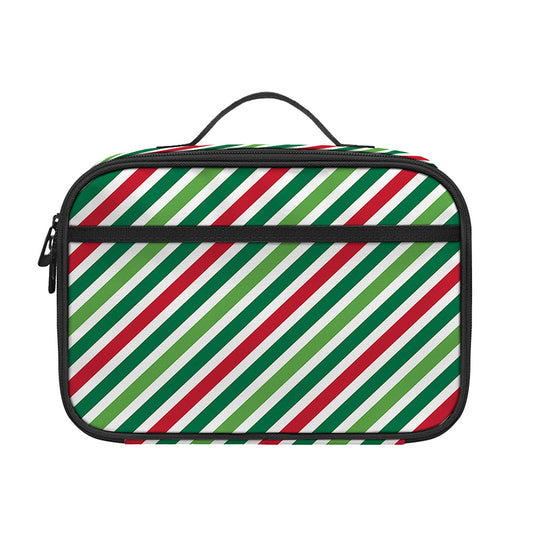 Merry Christmas Stripes Pattern Print Portable Lunch Bag