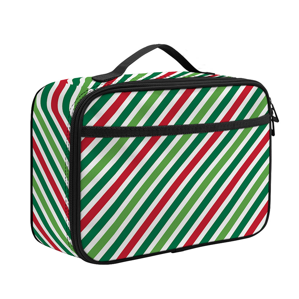 Merry Christmas Stripes Pattern Print Portable Lunch Bag