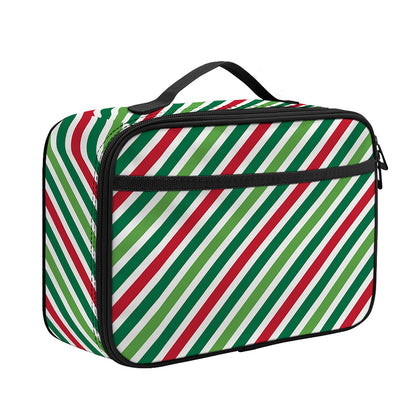 Merry Christmas Stripes Pattern Print Portable Lunch Bag
