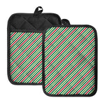 Merry Christmas Stripes Pattern Print Pot Holders With Pocket