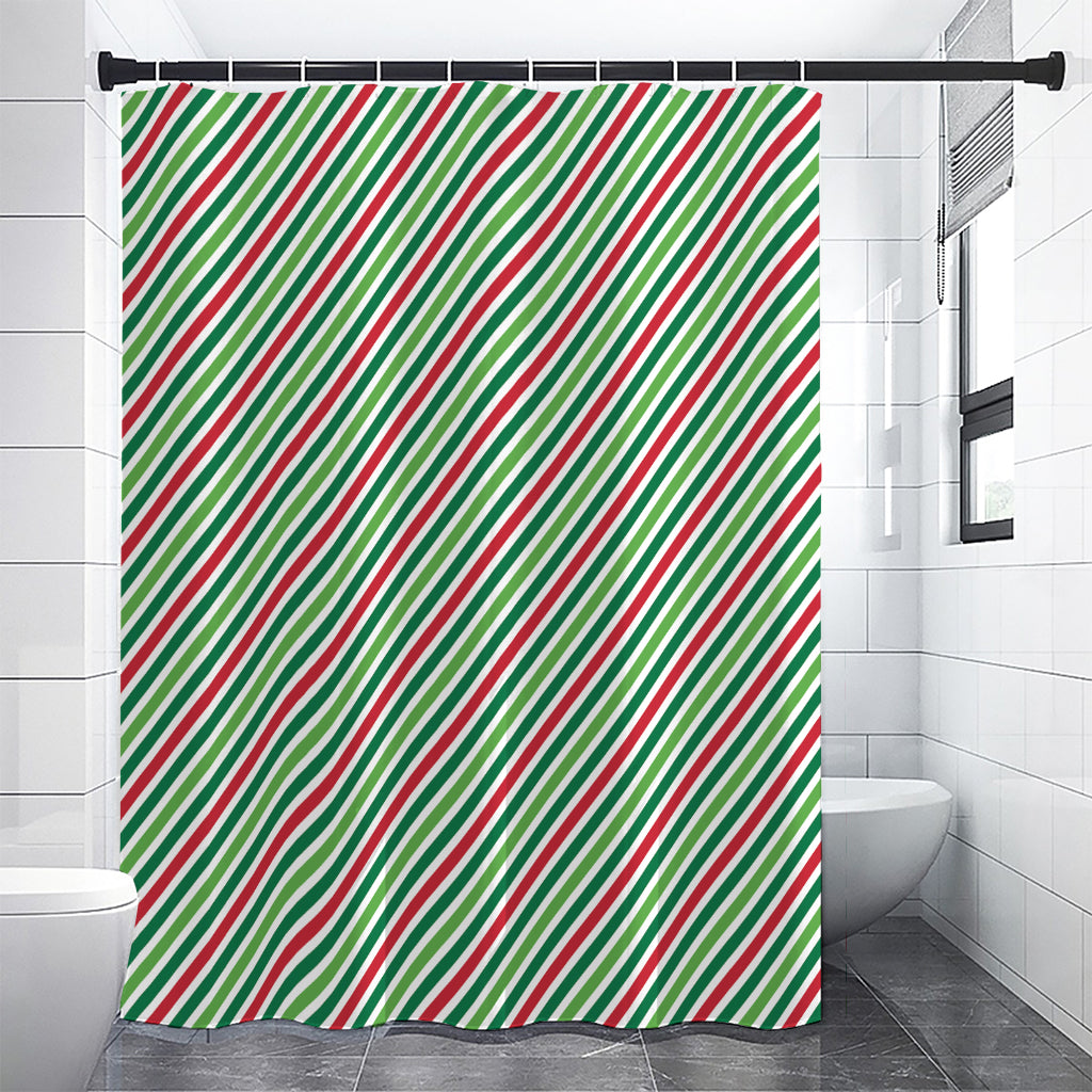 Merry Christmas Stripes Pattern Print Premium Shower Curtain