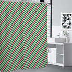 Merry Christmas Stripes Pattern Print Premium Shower Curtain