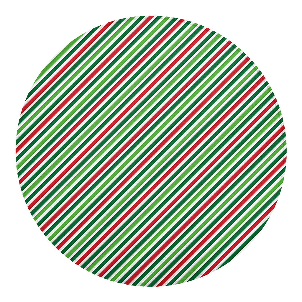 Merry Christmas Stripes Pattern Print Round Blanket