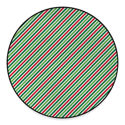 Merry Christmas Stripes Pattern Print Round Floor Mat