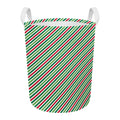 Merry Christmas Stripes Pattern Print Round Laundry Basket