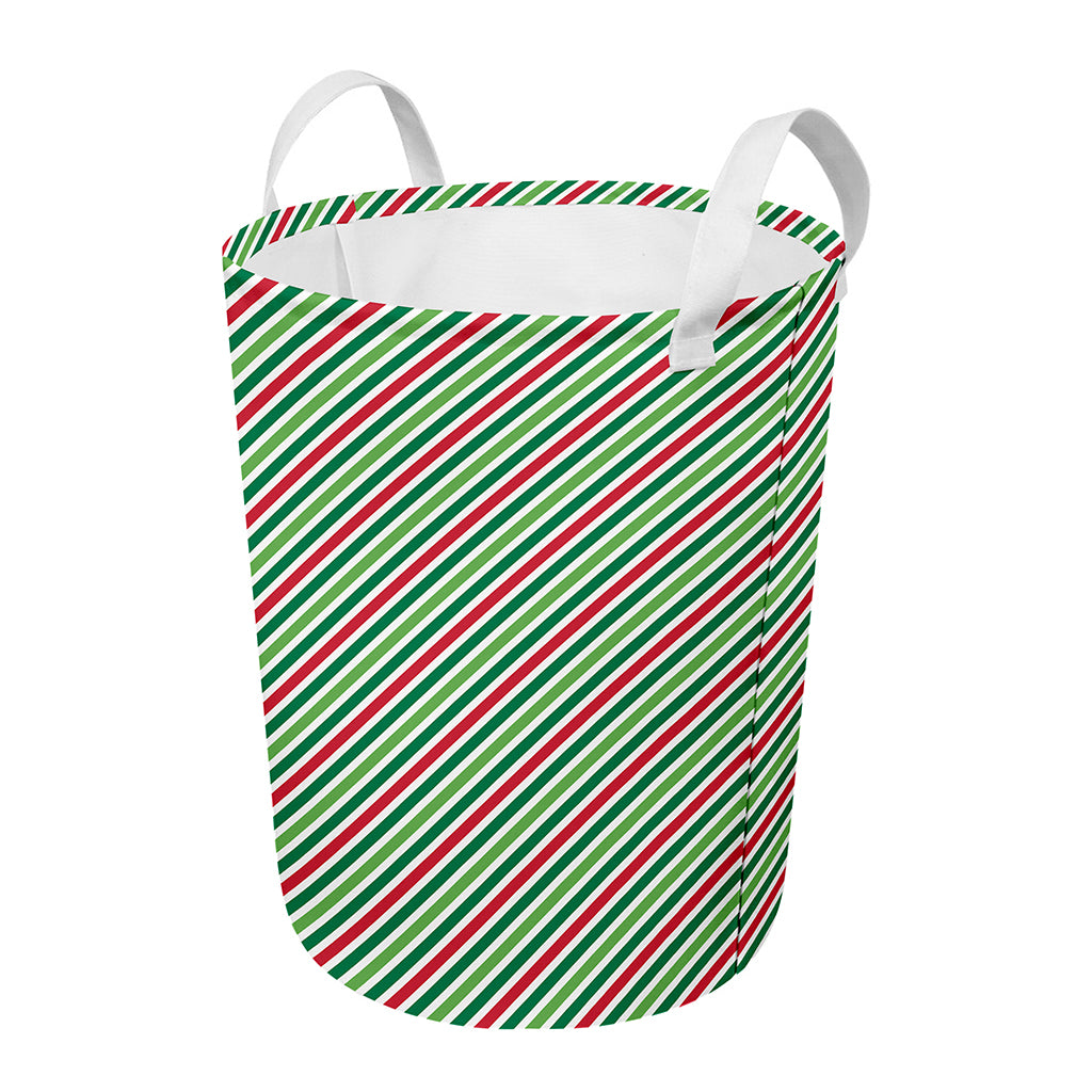 Merry Christmas Stripes Pattern Print Round Laundry Basket